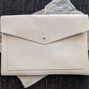 NWOT Gray Vegan Leather Portfolio Clutch